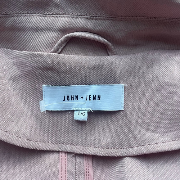 JOHN + JENN Blush Pink Belted Trench Coat Large - Picture 4 of 6